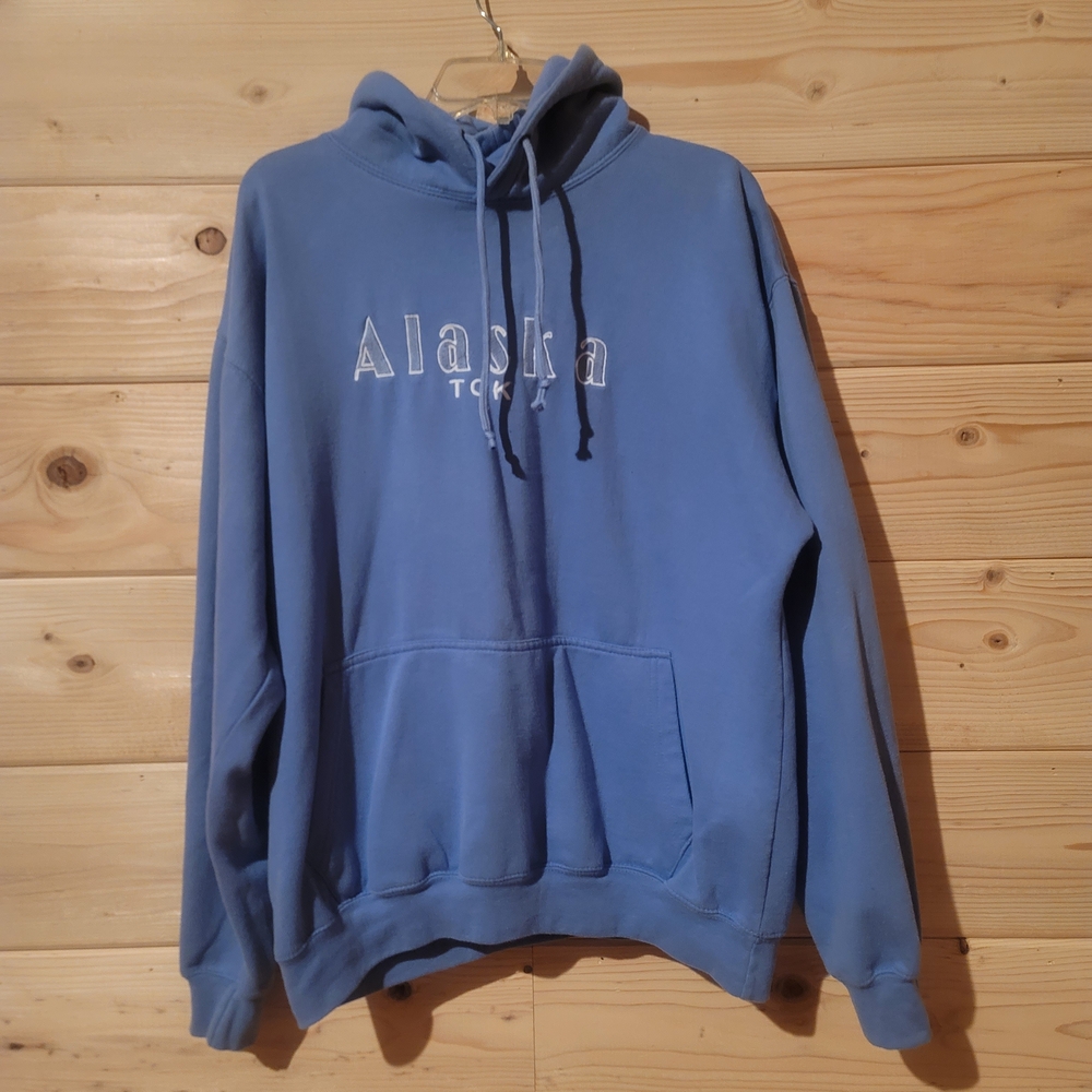 Vintage Tok Alaska Blue Hoodie Size XL 25x26